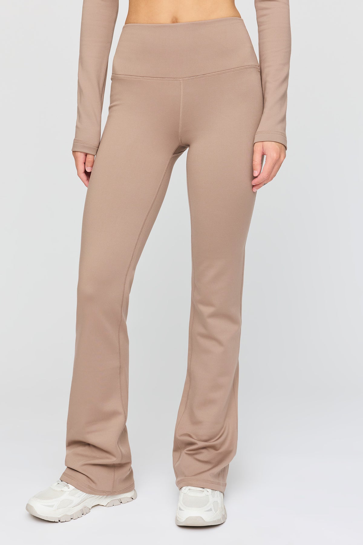 Alt View 2. Warm Tech Fleece Lined Flare Legging - Taupe