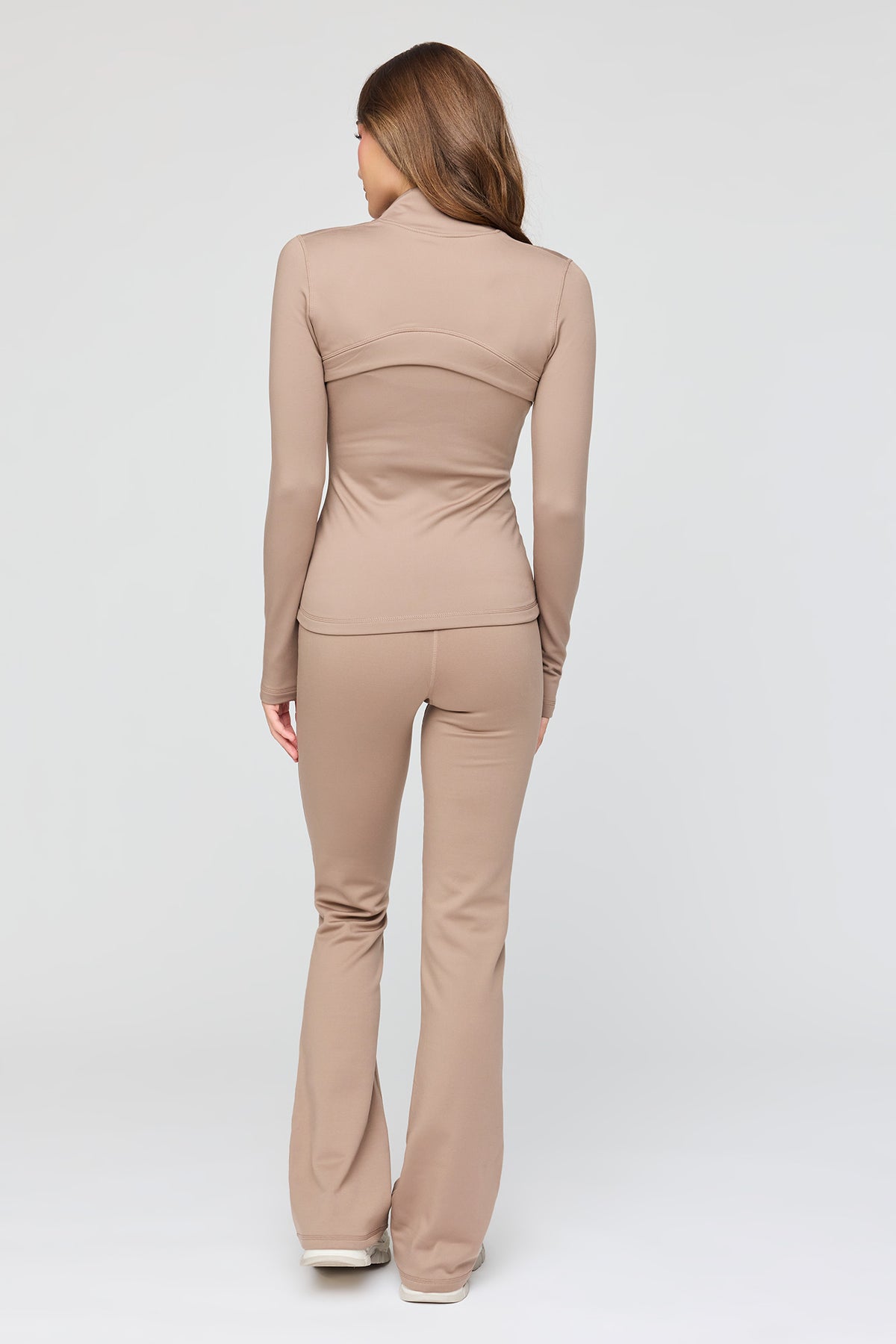 Alt View 3. Warm Tech Fleece Lined Flare Legging - Taupe
