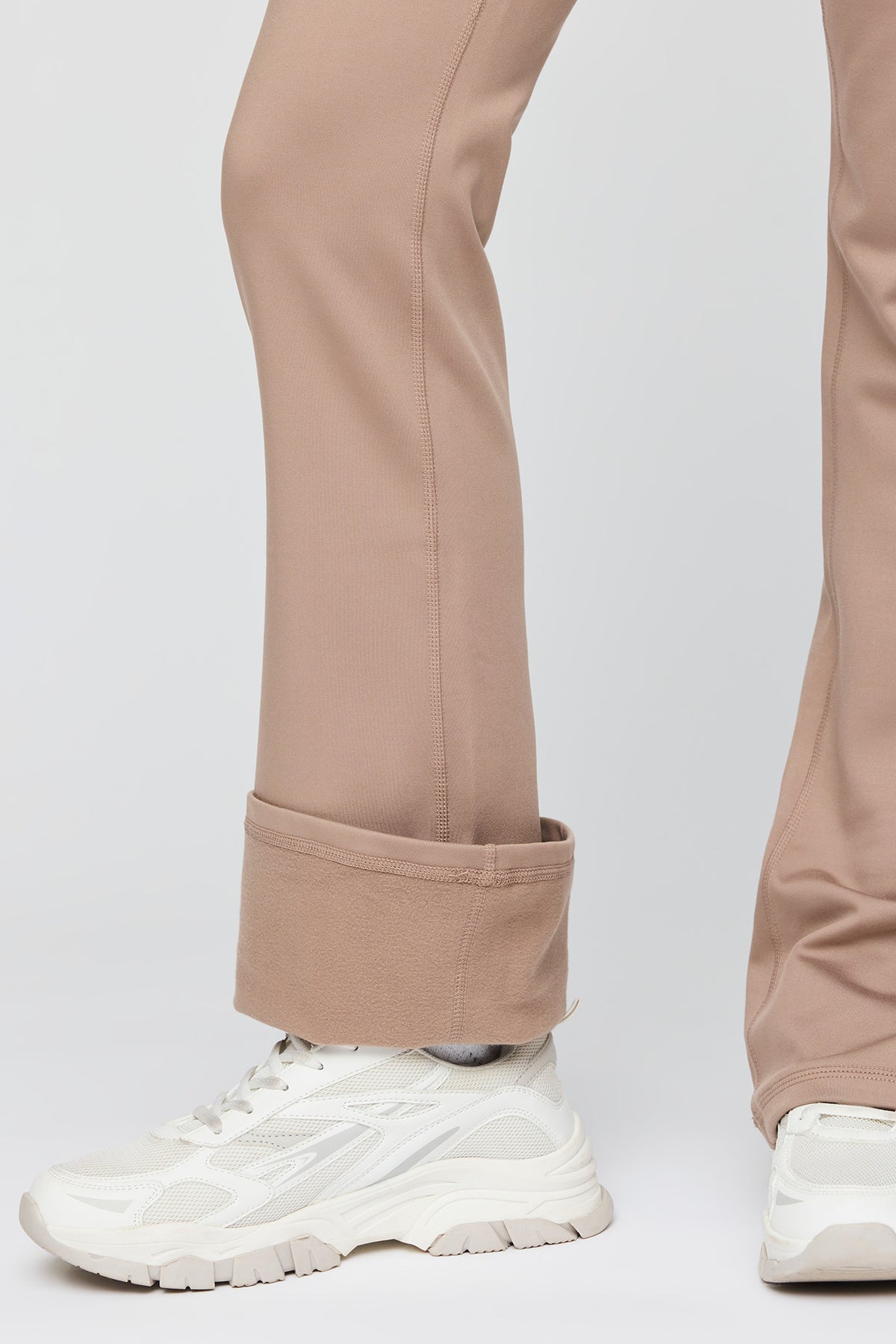 Alt View 4. Warm Tech Fleece Lined Flare Legging - Taupe