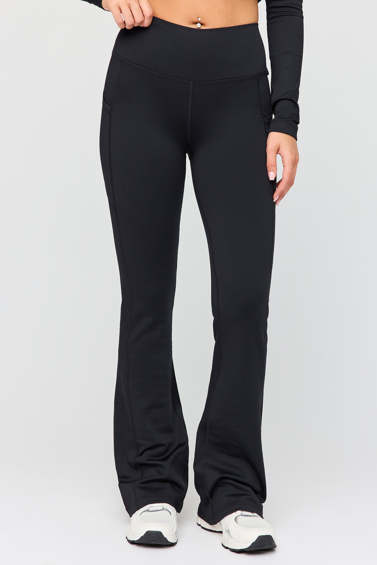 Alt View 2. U/A Fleece Lined Flare Legging - Black
