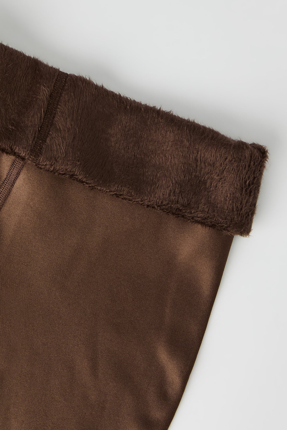 Alt View 2. Shiny Faux Fur Lined Tights - Brown