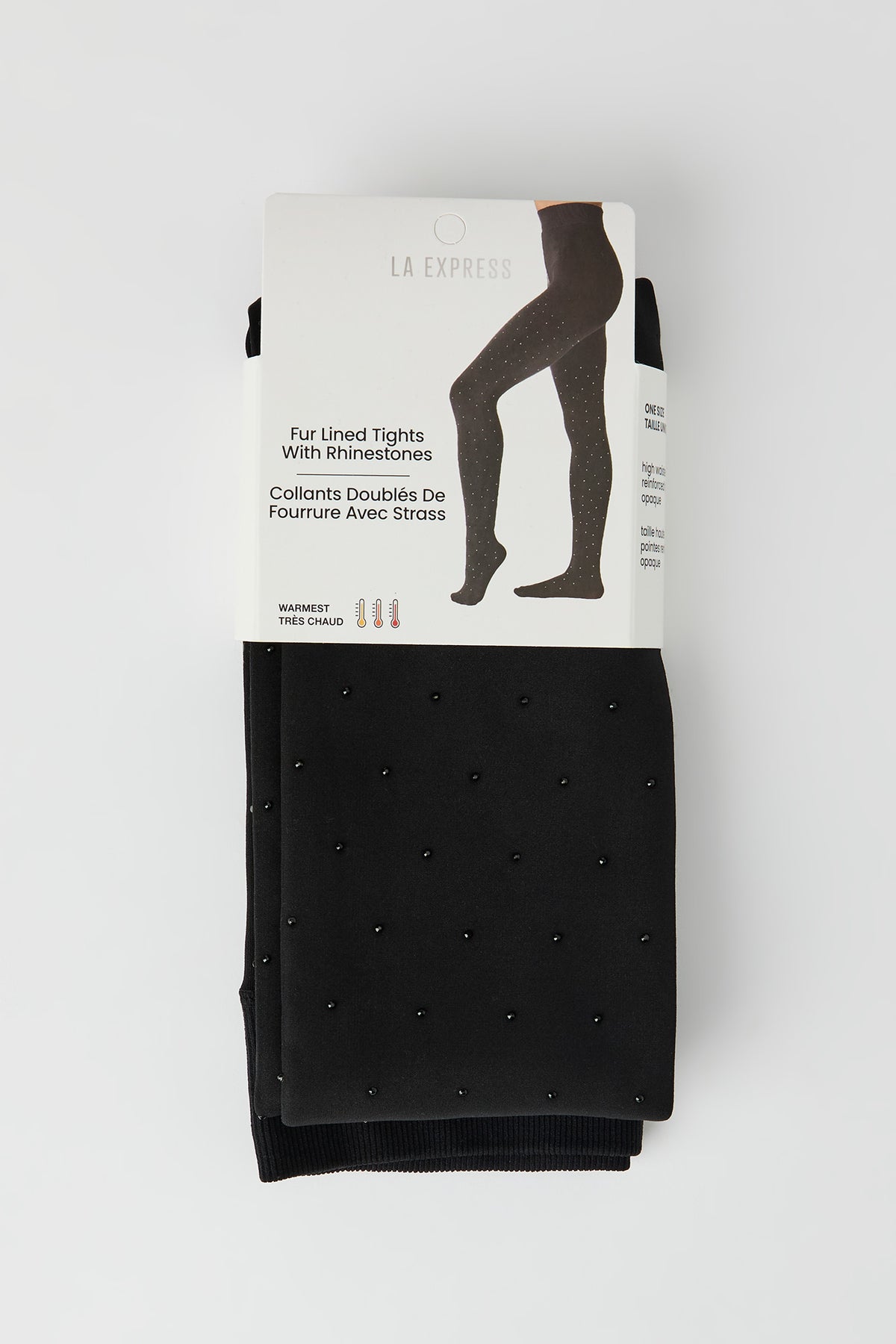 Collants garnis de pierres du Rhin doublés de similifourrure