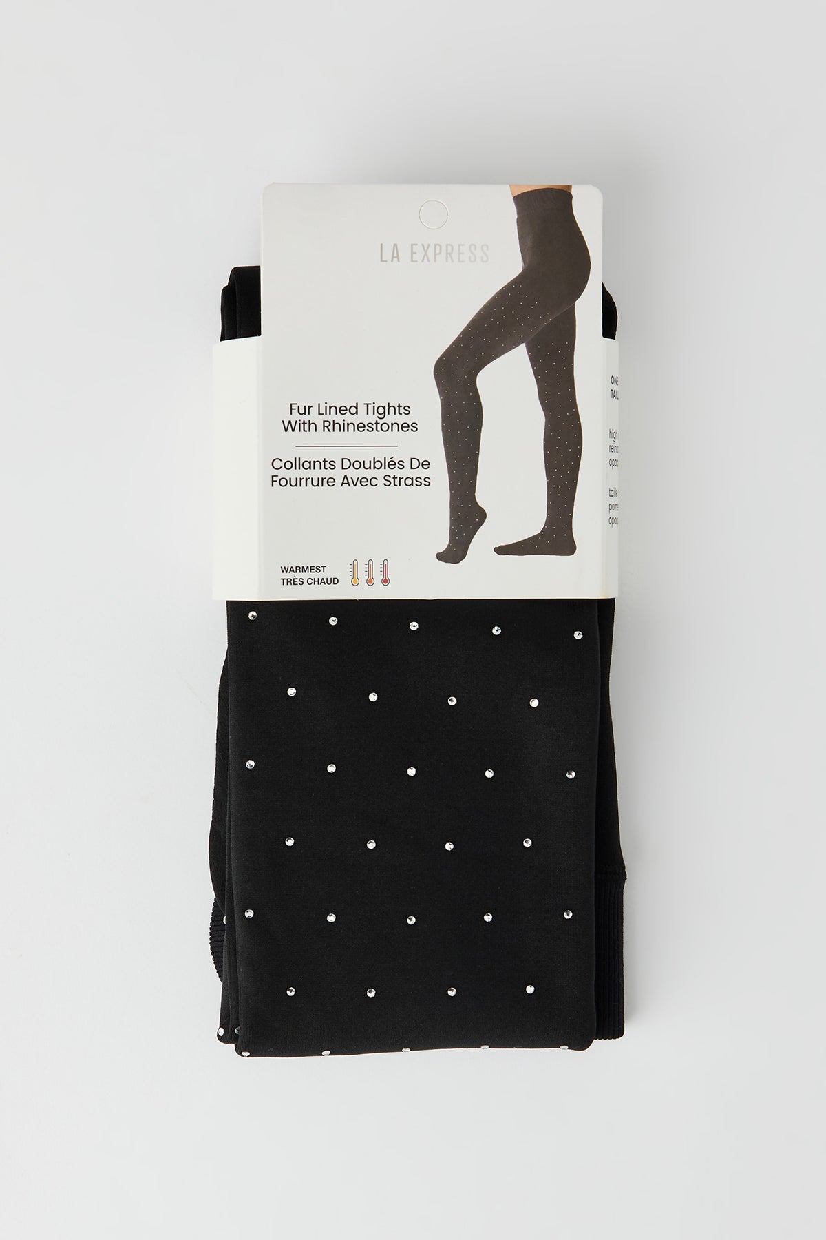 Collants garnis de pierres du Rhin doublés de similifourrure