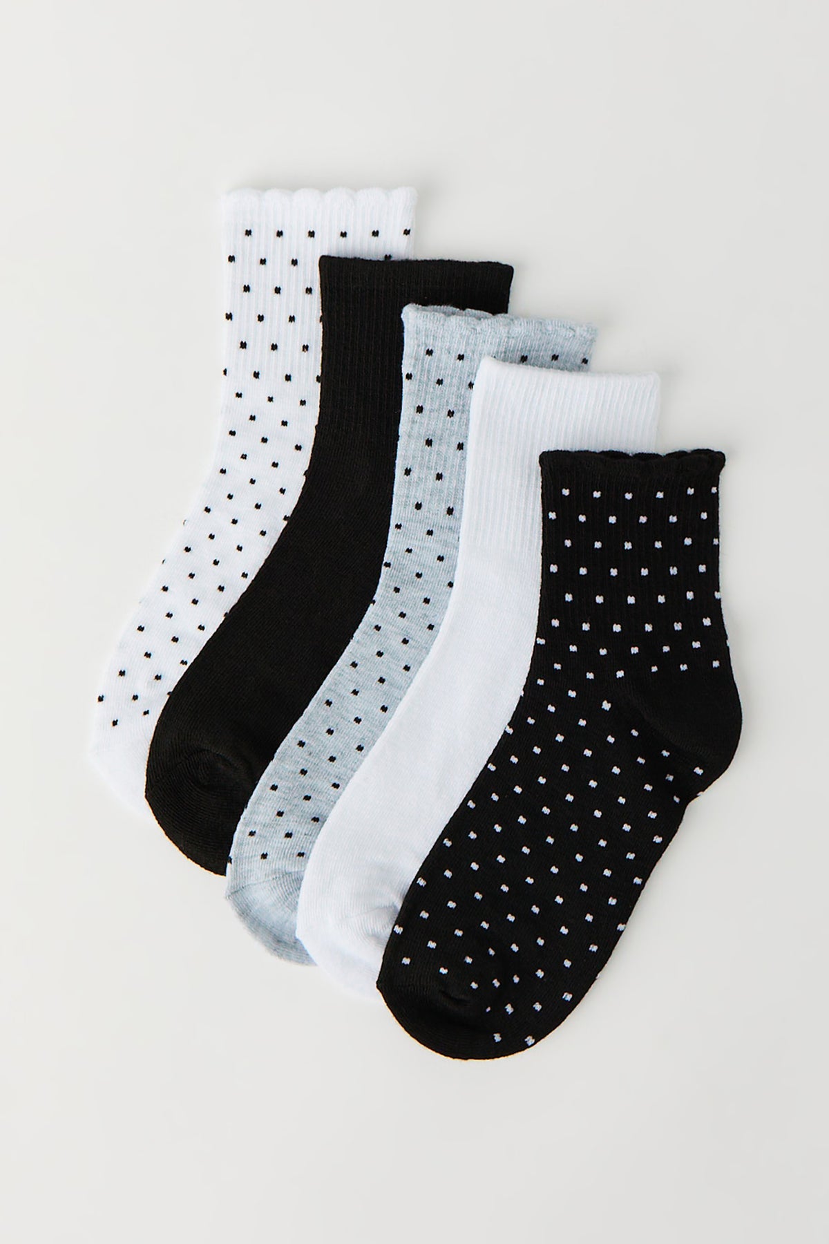 Polka Dot Quarter Socks (5 Pack) - Black
