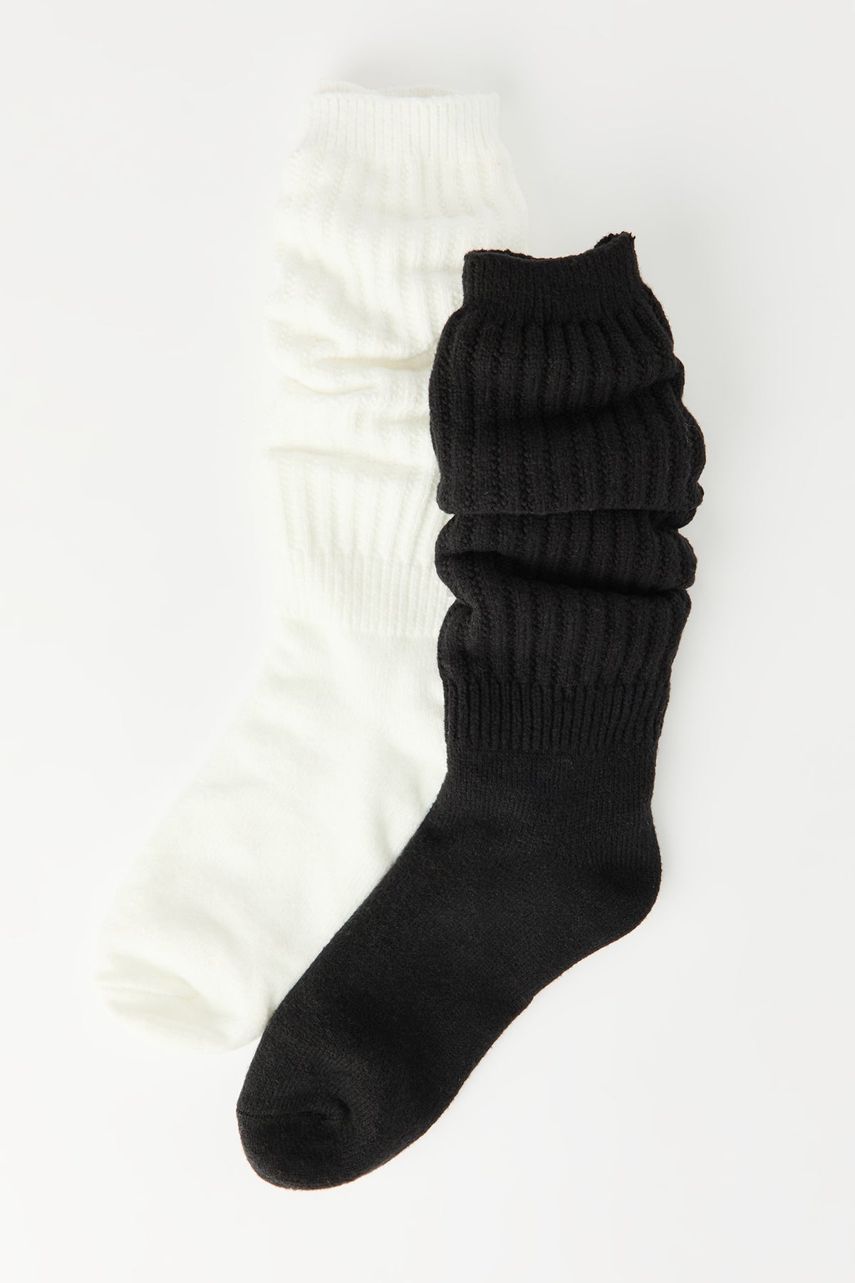 Ribbed Slouchy Socks (2 Pack) - Black