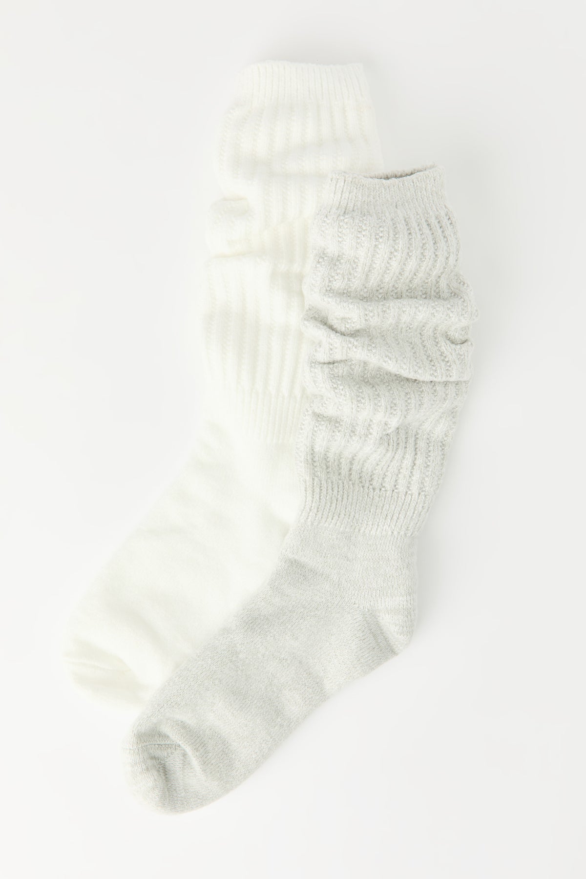 Ribbed Slouchy Socks (2 Pack) - Heather Grey