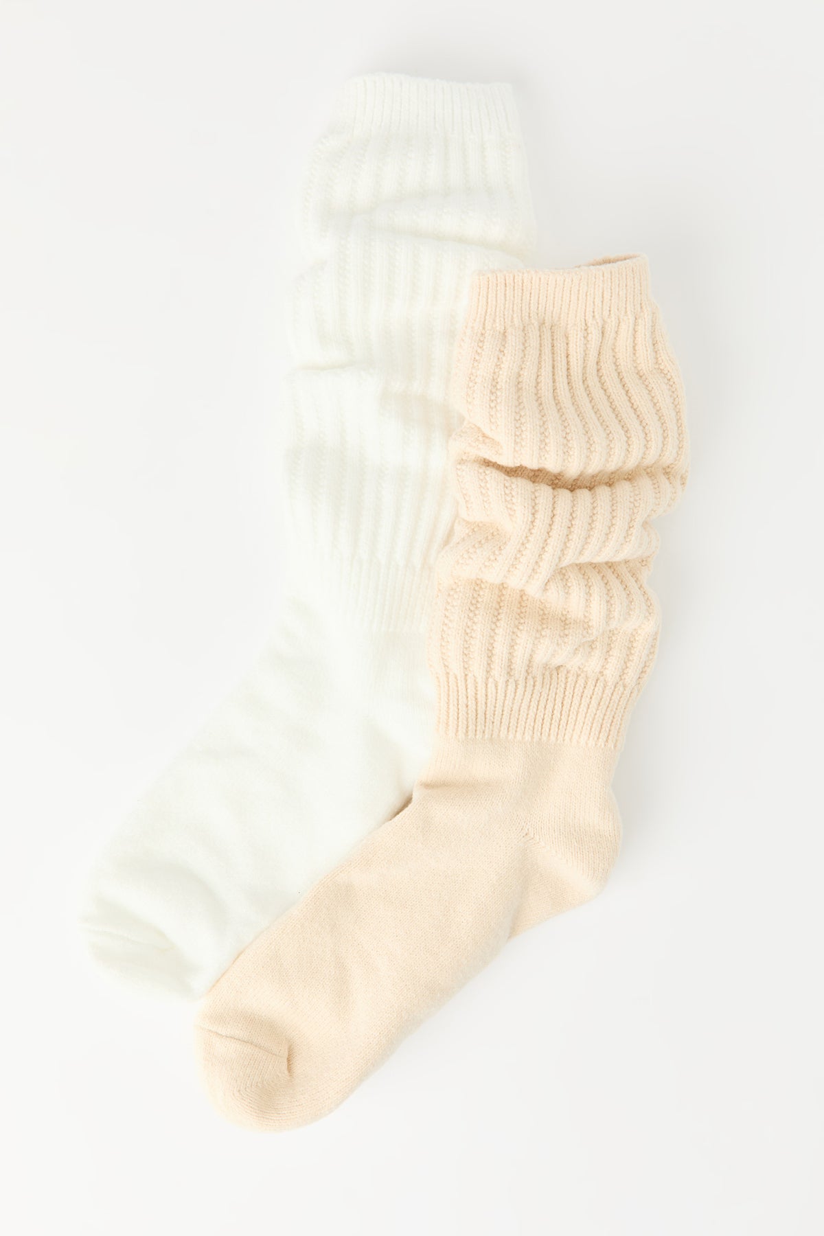 Ribbed Slouchy Socks (2 Pack) - Oatmeal