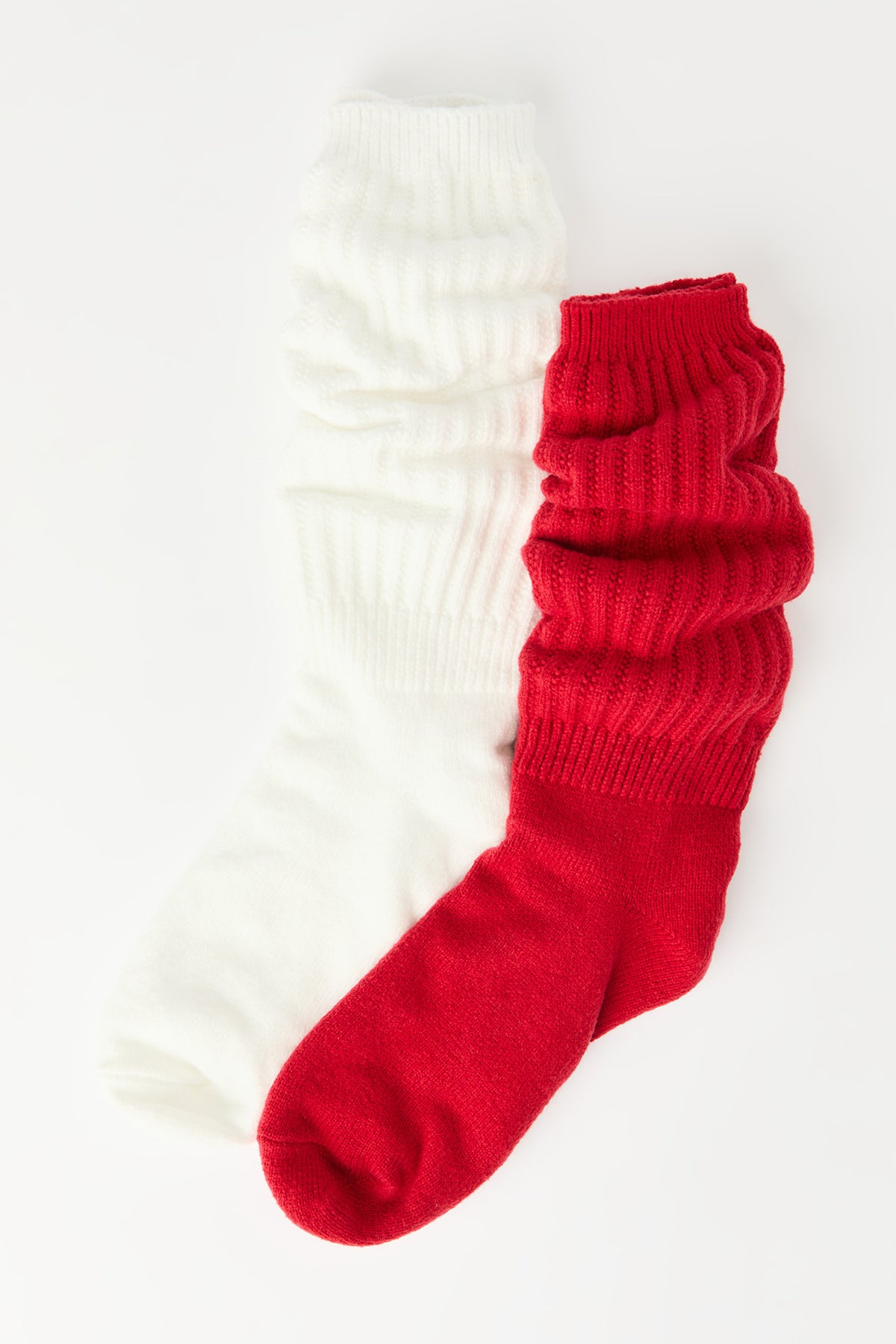 Girls Ribbed Slouchy Socks (2 Pack) - Red