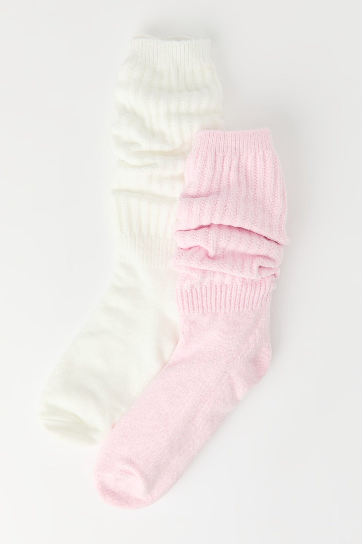 Ribbed Slouchy Socks (2 Pack) - Pink