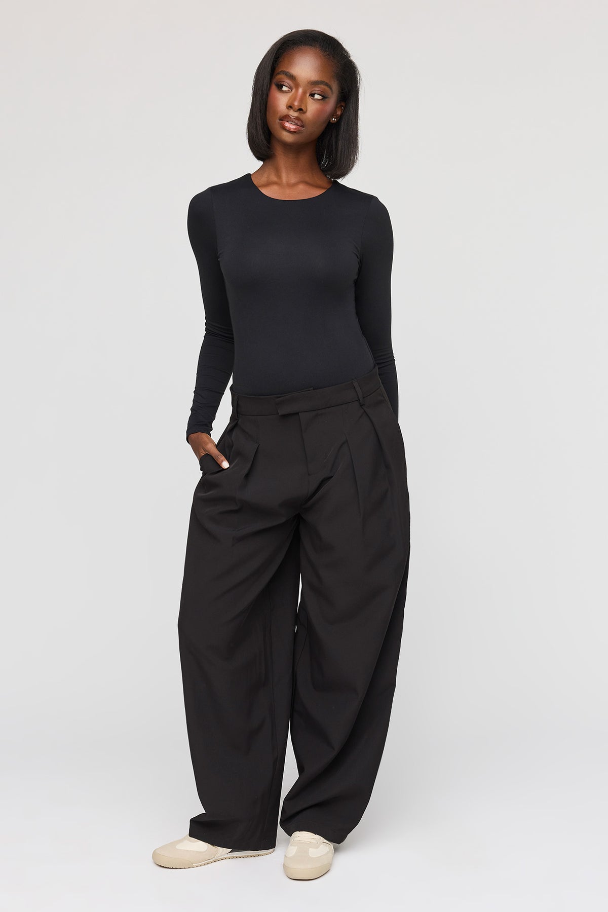 Alt View 3. Luxe Heavy Contour Long Sleeve Bodysuit - Black
