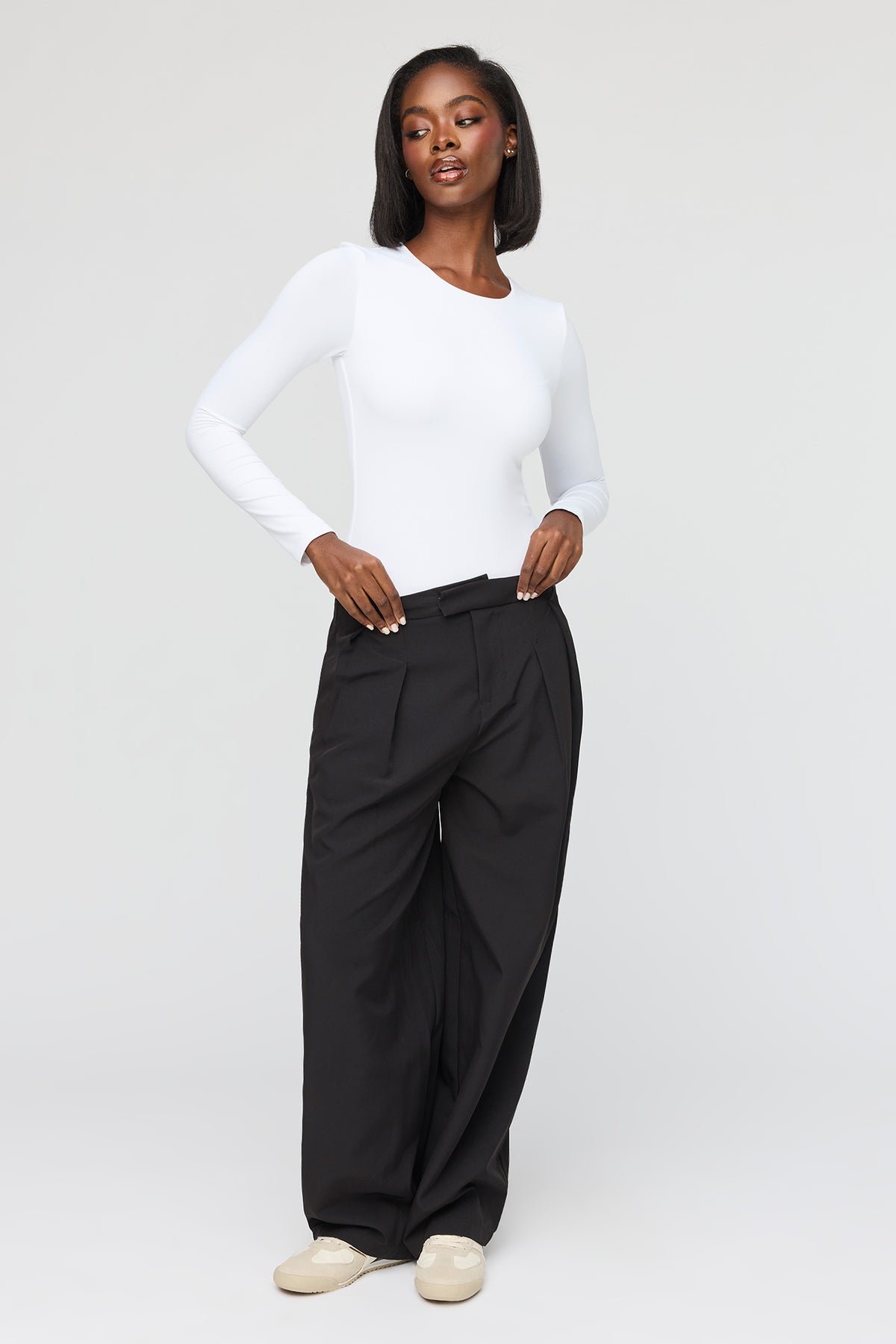 Alt View 3. Luxe Heavy Contour Long Sleeve Bodysuit - White