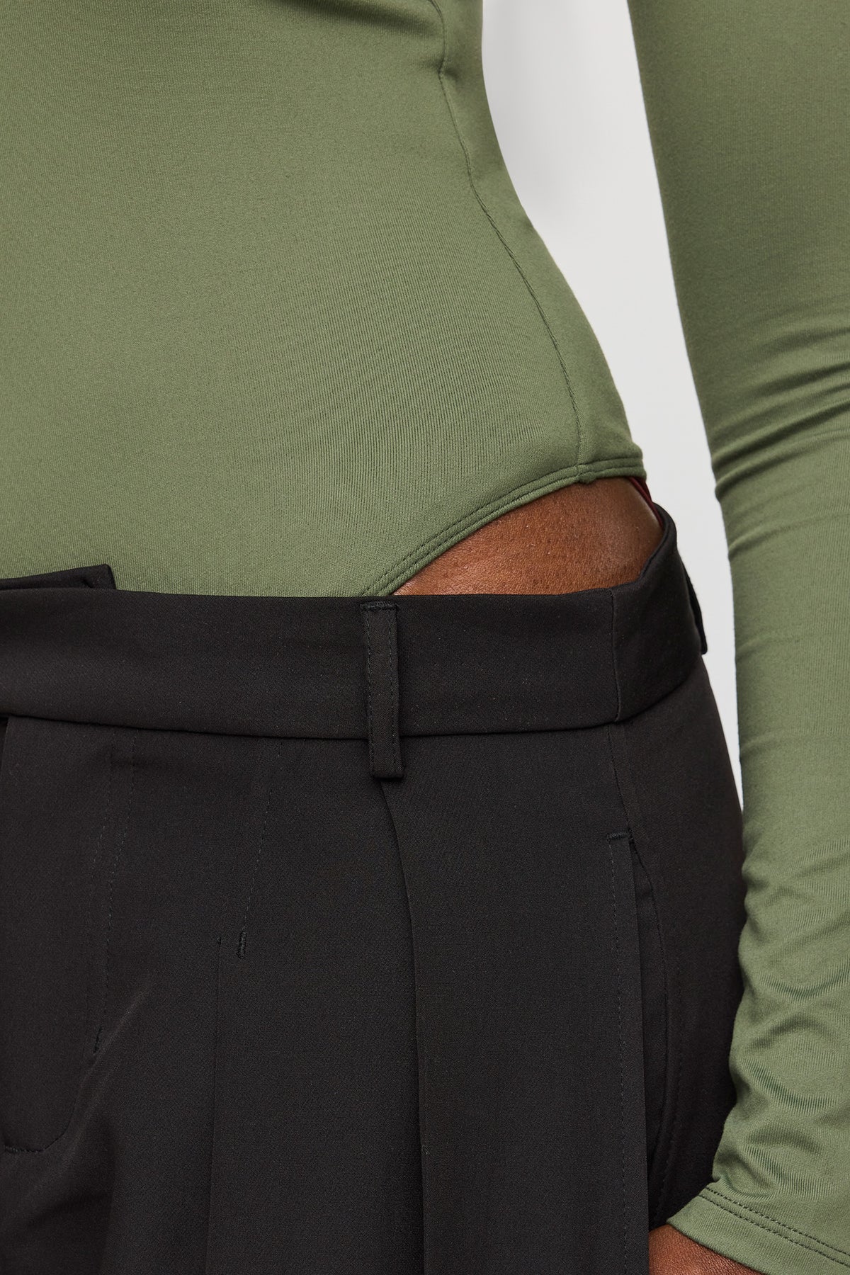 Alt View 4. Luxe Heavy Contour Long Sleeve Bodysuit - Dark Green