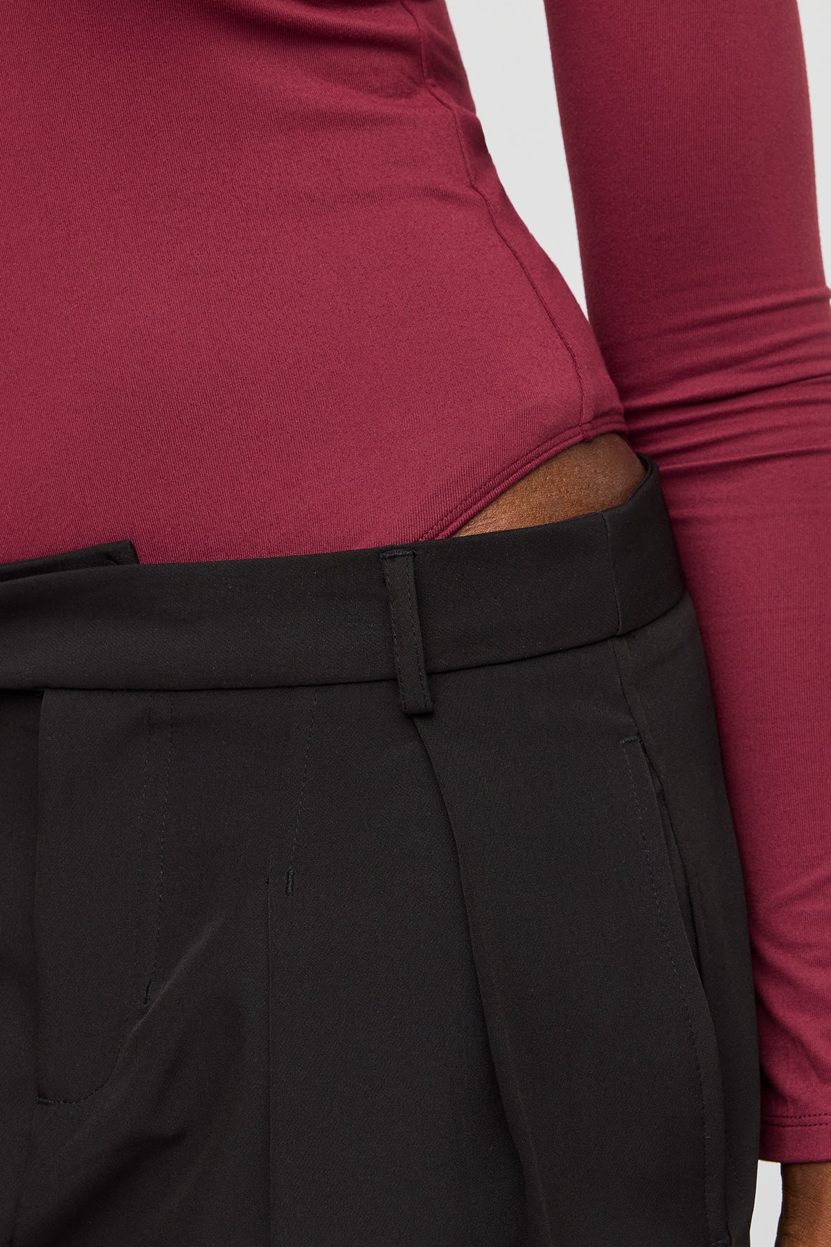 Alt View 4. Luxe Heavy Contour Long Sleeve Bodysuit - Burgundy