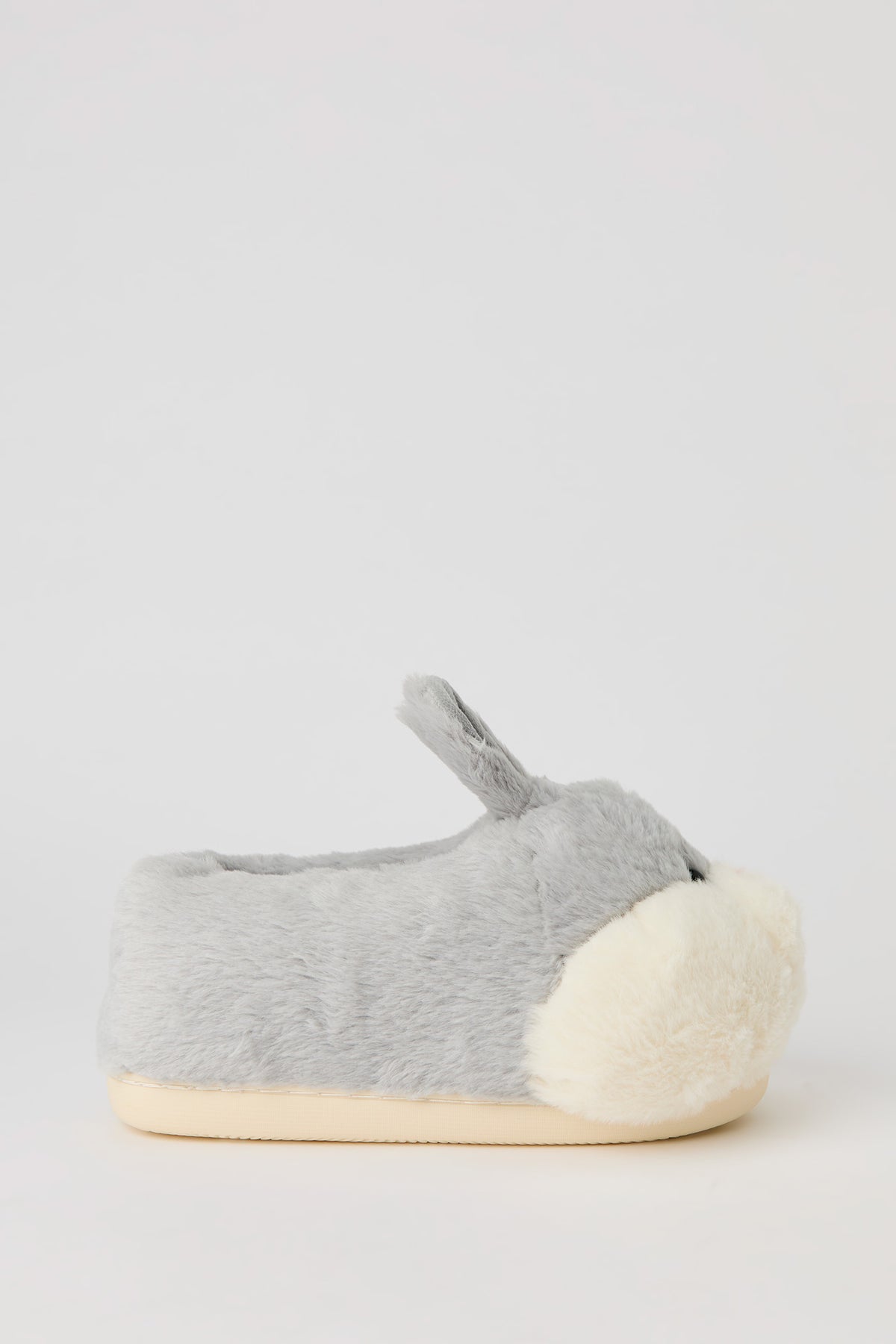 Alt View 2. 3D Bunny Faux Fur Slippers - Light Grey