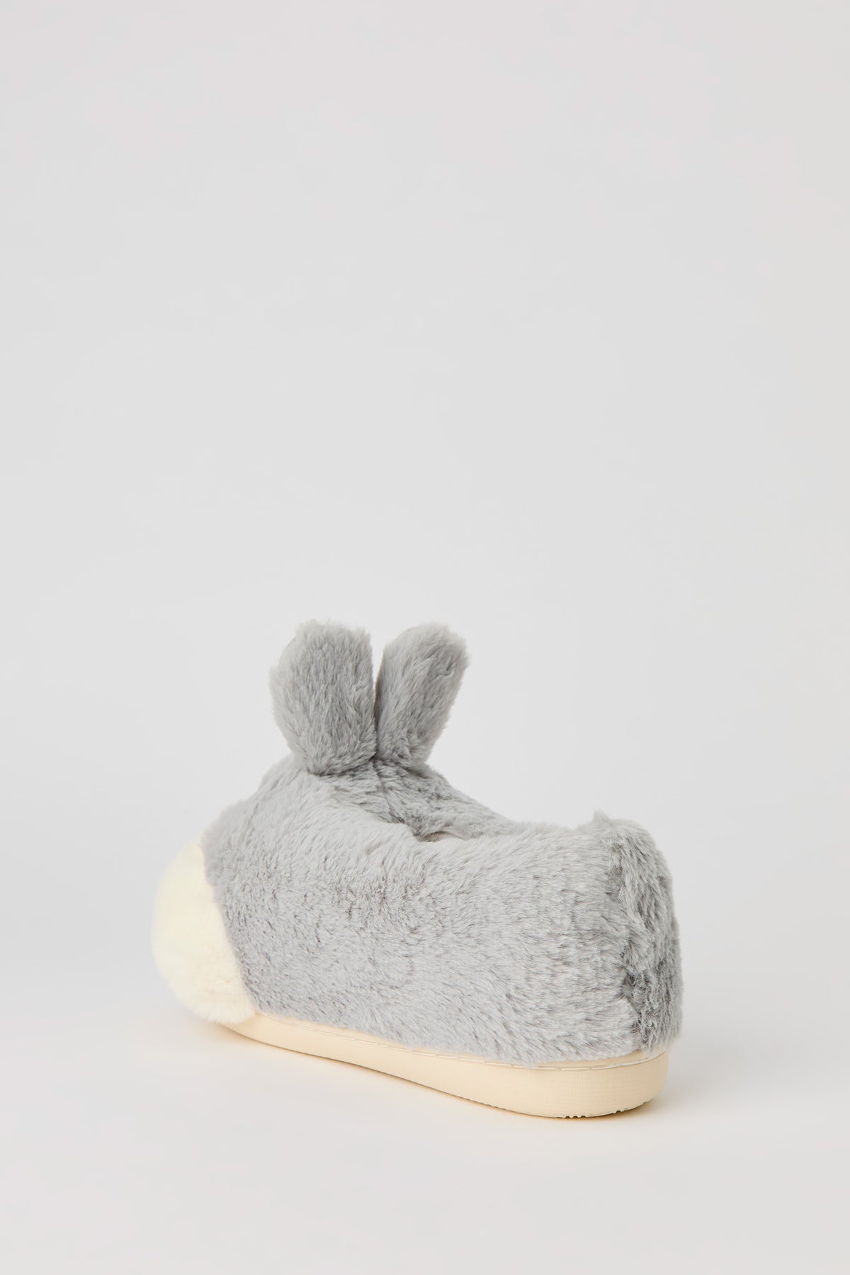 Alt View 4. 3D Bunny Faux Fur Slippers - Light Grey