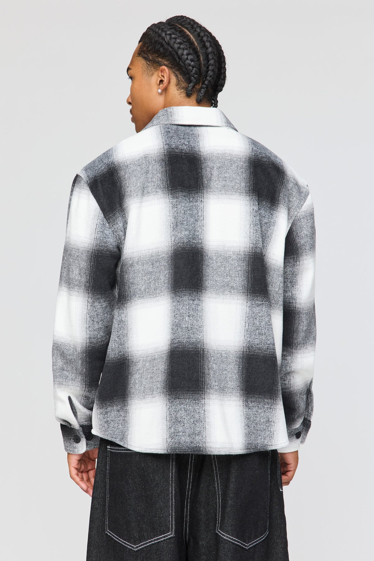 Alt View 2. Plaid Shacket - Dark Grey