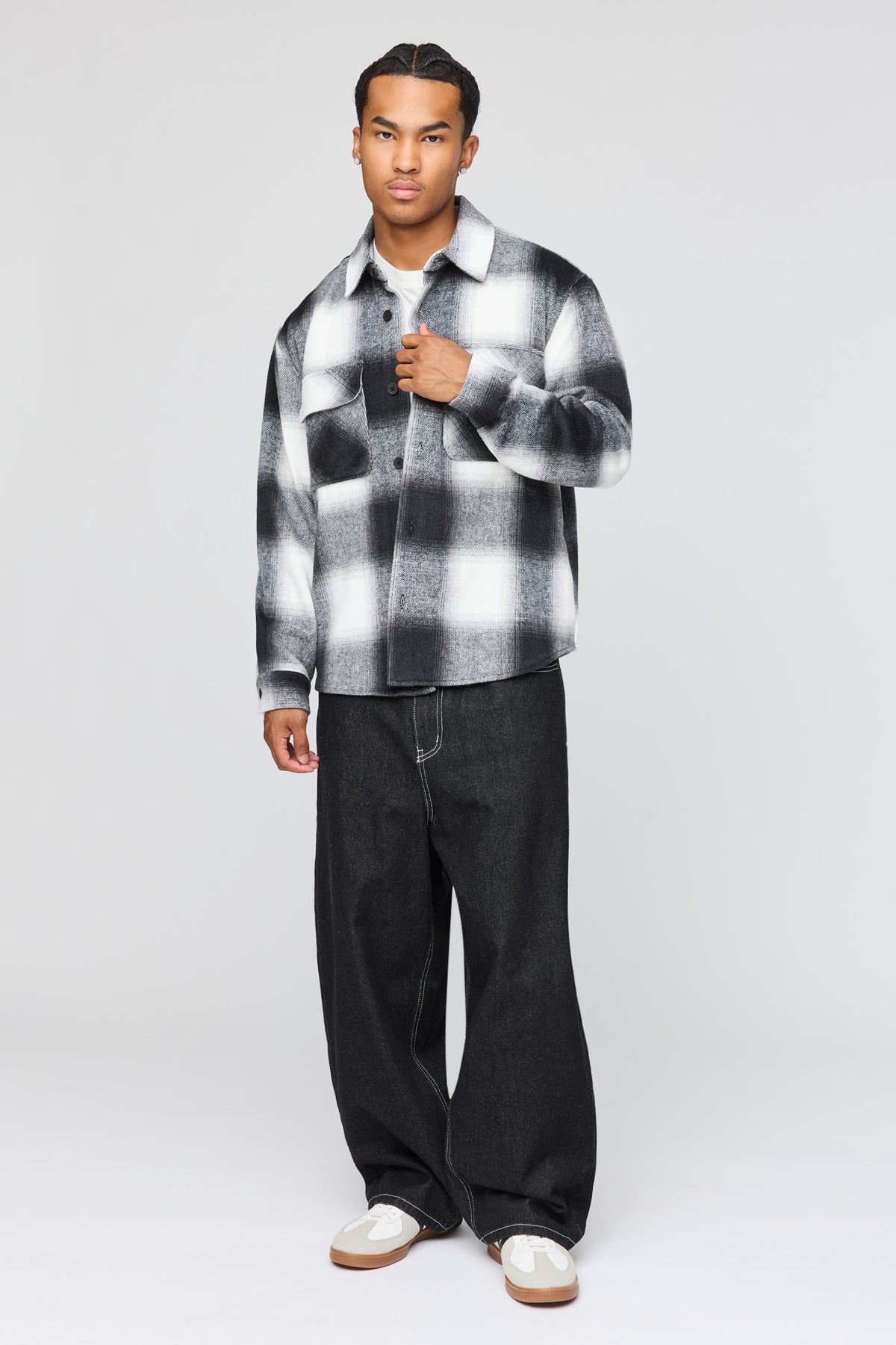 Alt View 3. Plaid Shacket - Dark Grey
