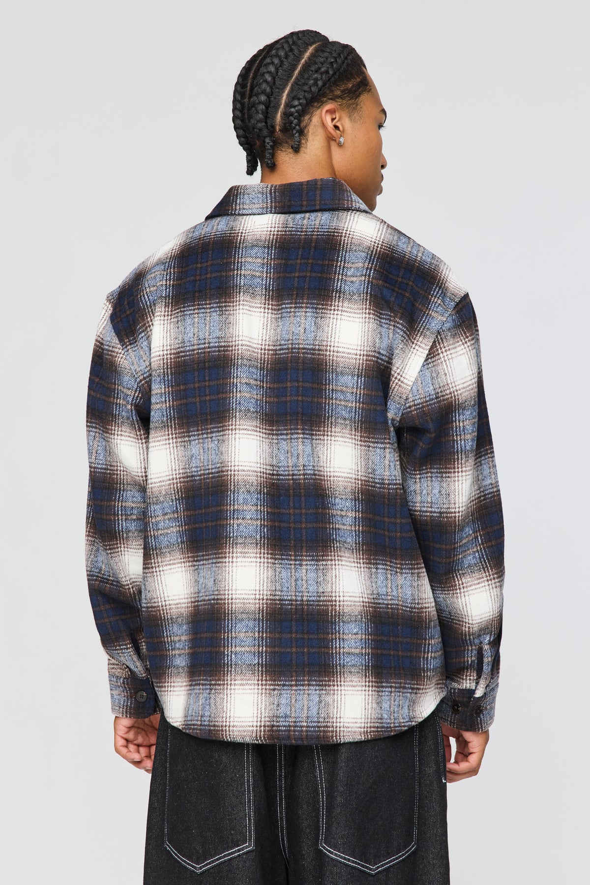 Alt View 2. Plaid Shacket - Blue