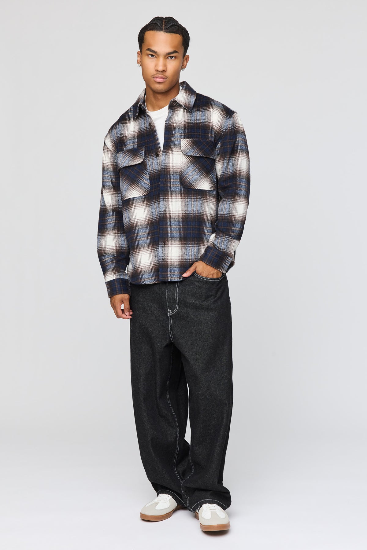 Alt View 3. Plaid Shacket - Blue