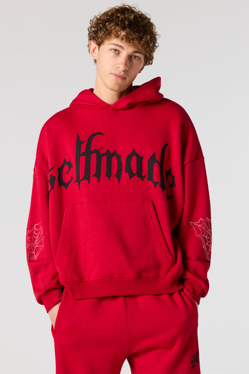 Haut carré à capuchon avec imprimé Self Made et pierres du Rhin