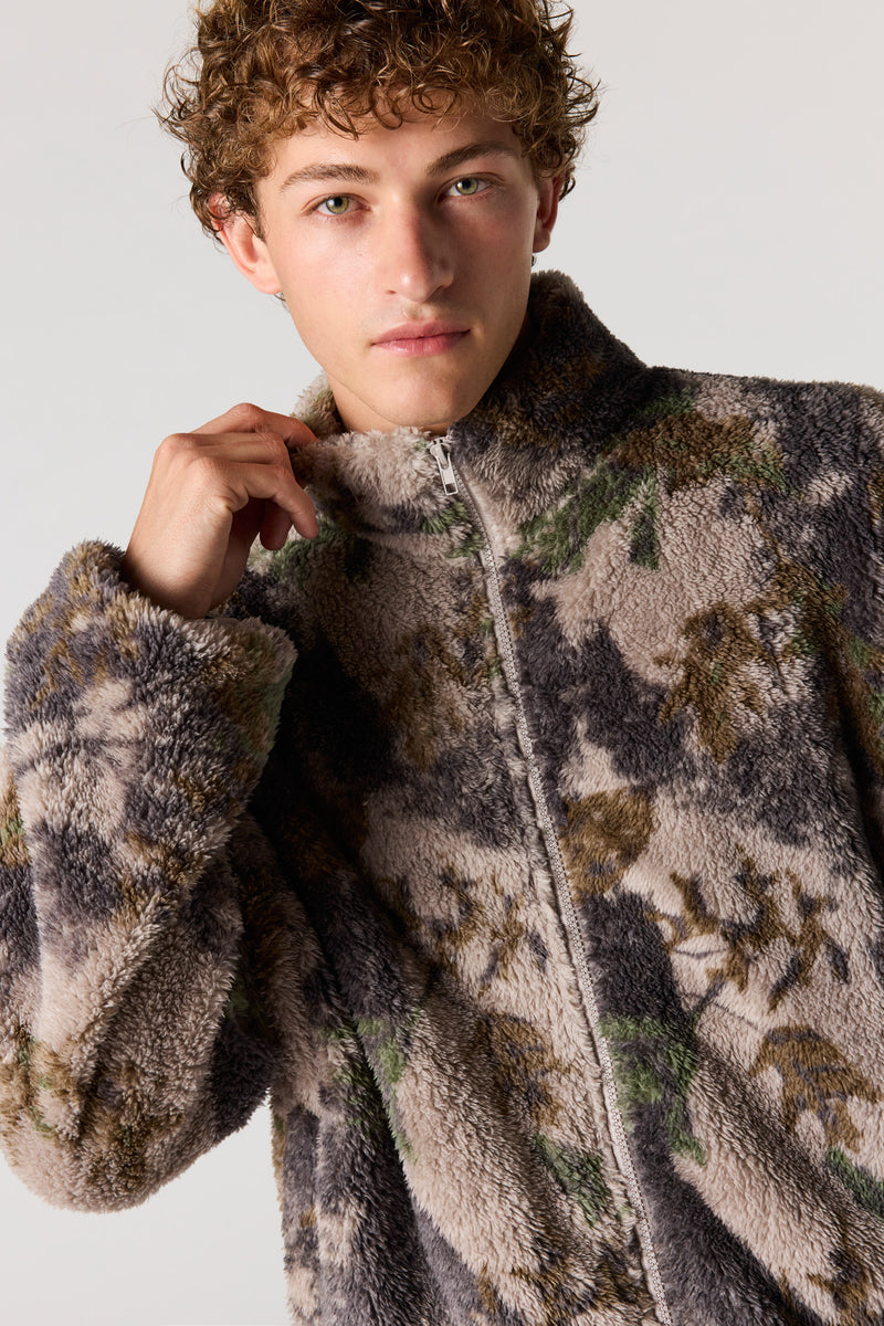 Sherpa Oversized Zip-Up Jacket