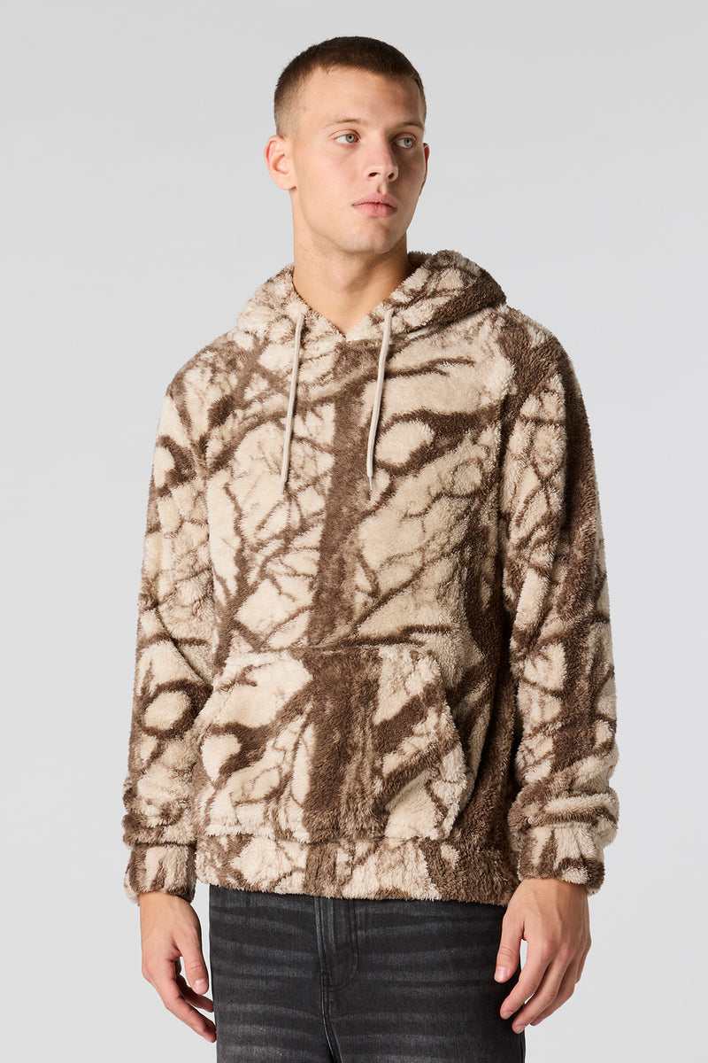 Haut à capuchon imprimé en Sherpa