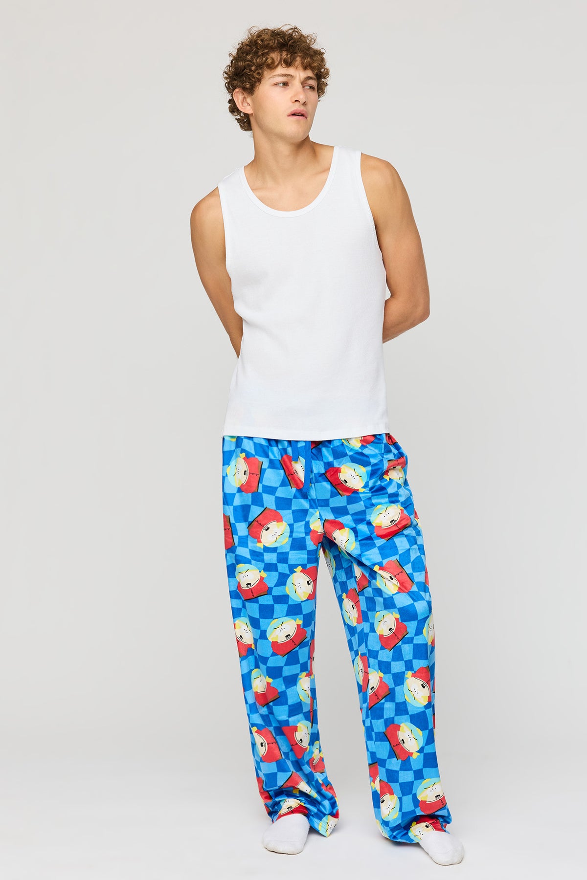 Alt View 2. Cartoon Plush Pajama Pant - Light Blue