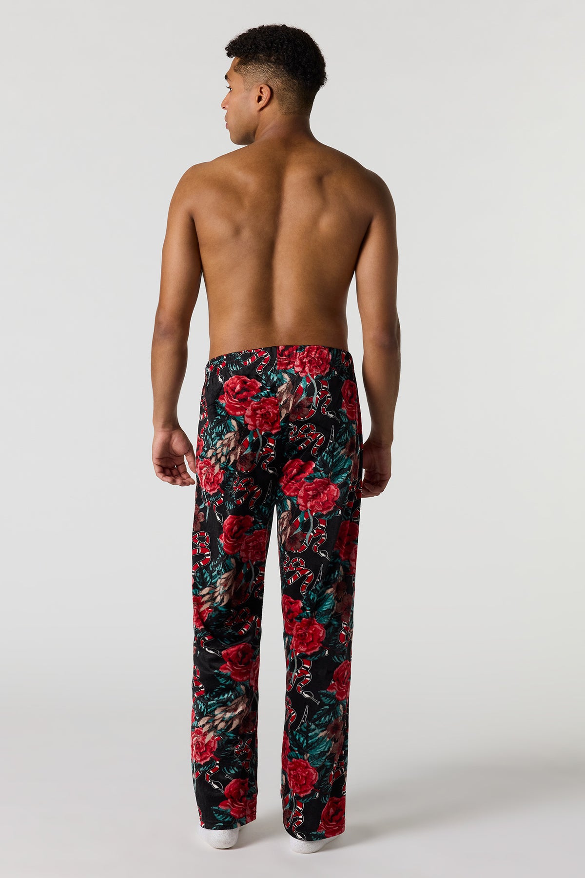 Alt View 3. Printed Plush Pajama Pant - Black