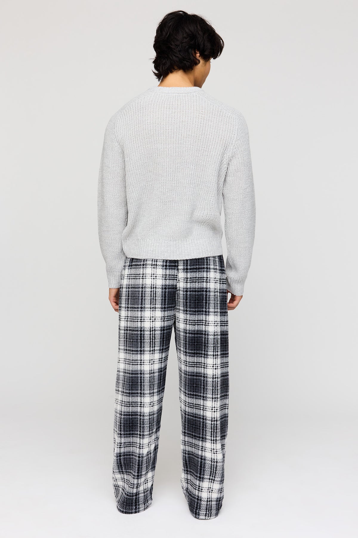 Alt View 3. Plush Pajama Pant - Black with White