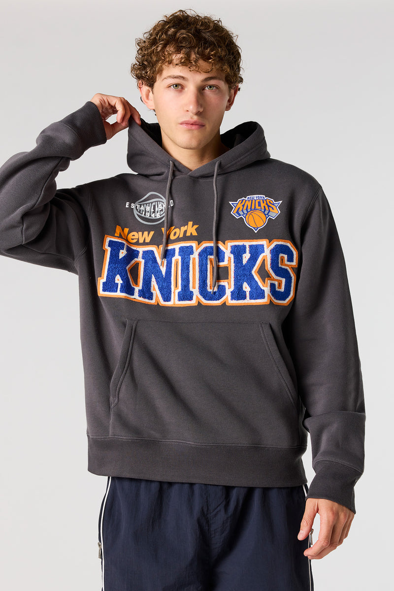 Haut à capuchon avec motif brodé New York Knicks en chenille