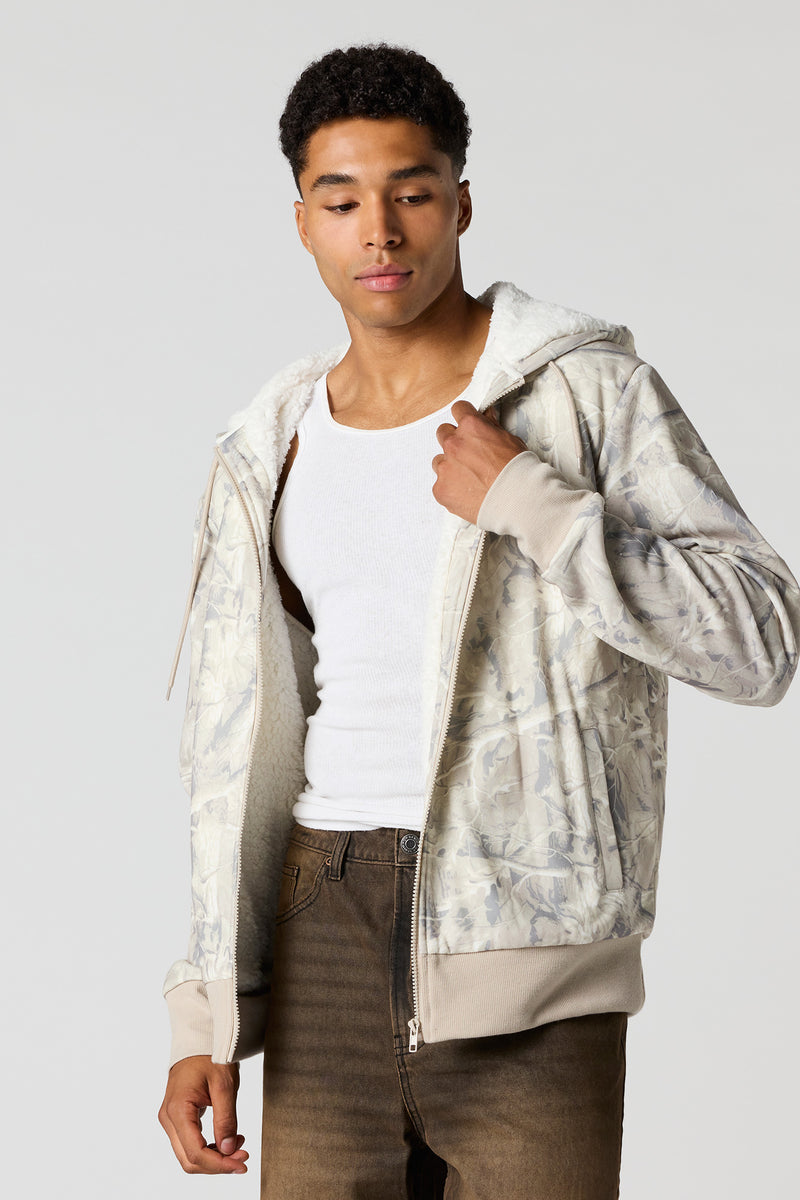 Sherpa-Lined Zip-Up Hoodie