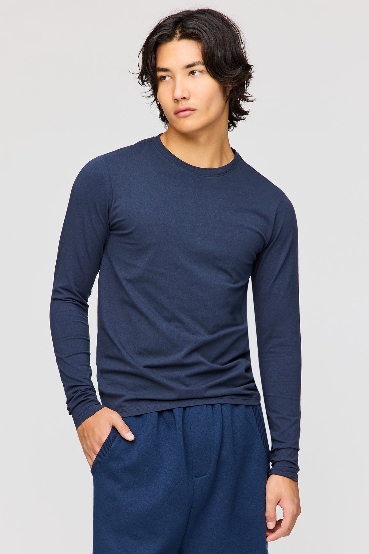 Slim Fit Long Sleeve Top - Navy