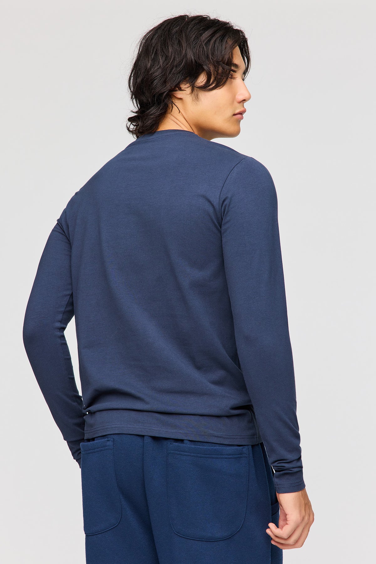 Alt View 2. Slim Fit Long Sleeve Top - Navy