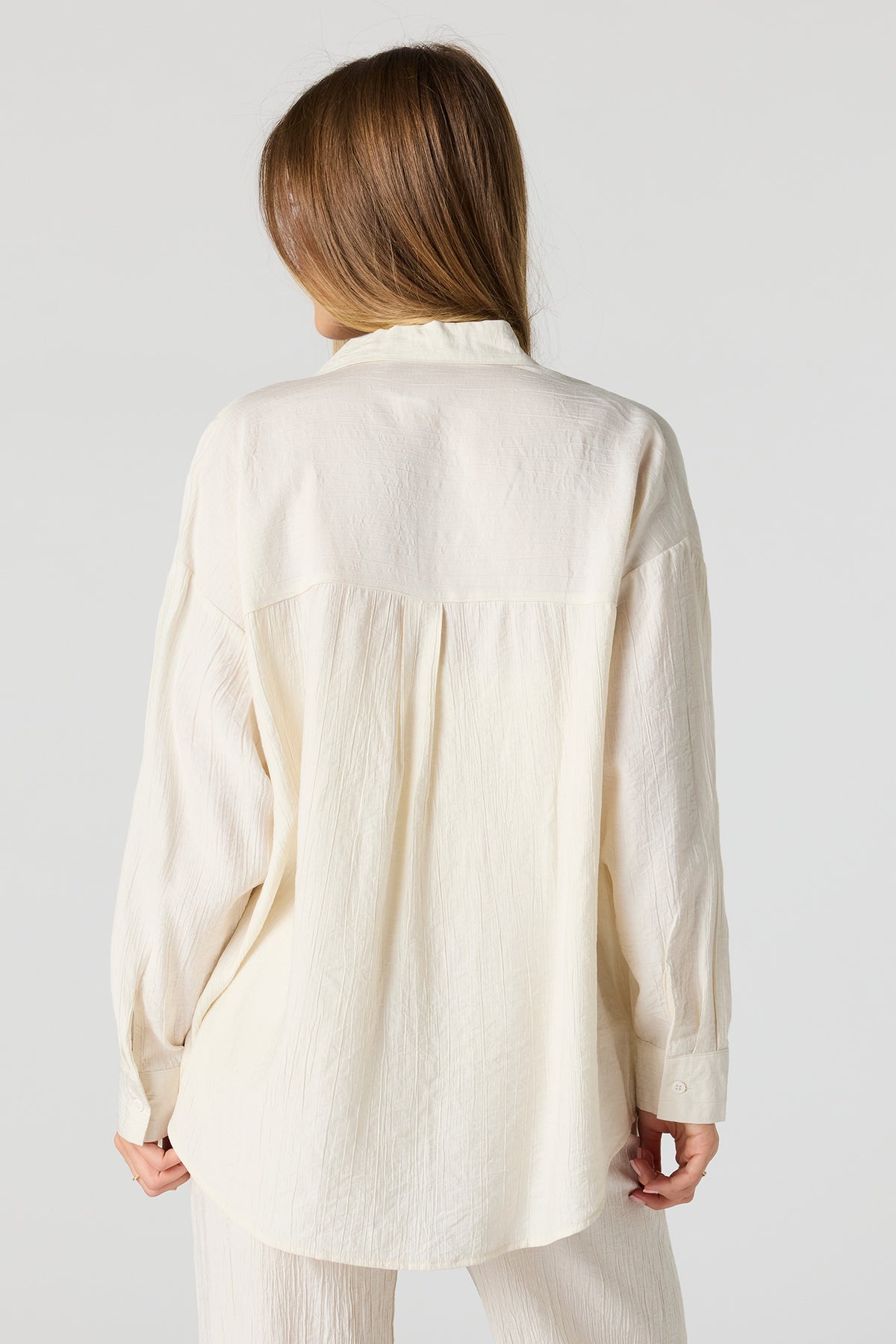 Alt View 2. Textured Button-Up Oversized Top - Ivory