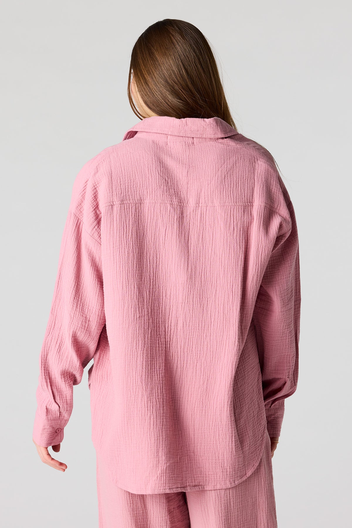 Alt View 2. Textured Oversized Button-Up Top - Light Pink