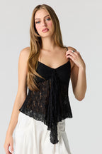Lace Tie Front Babydoll Tank