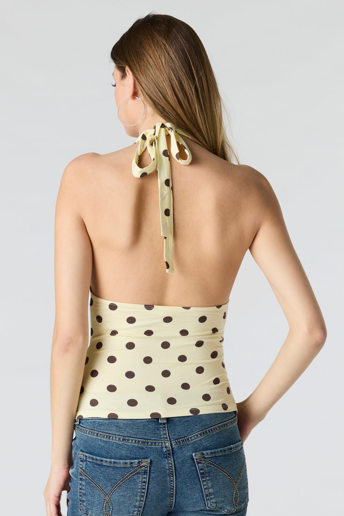 Alt View 2. Cowl Neck Halter Top - Pale Yellow
