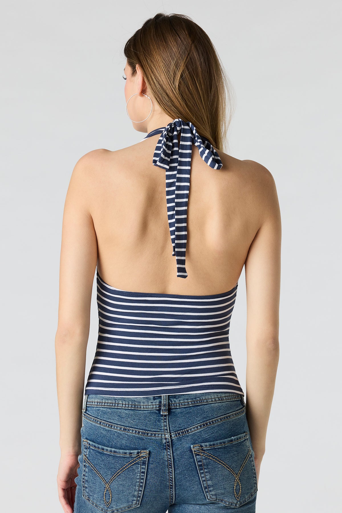 Alt View 2. Cowl Neck Halter Top - Navy
