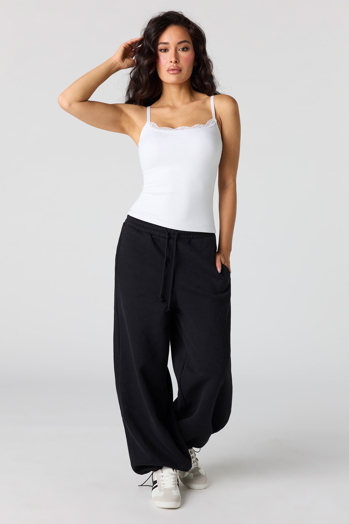 Alt View 3. Braless Lace Trim Tank - White