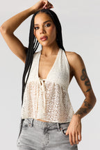 Crochet Front Tie Halter Top