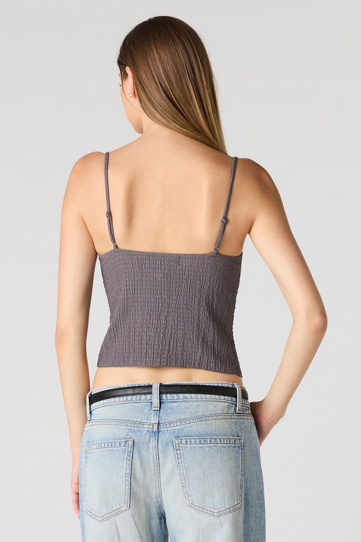 Alt View 2. Textured Butterfly Top - Dark Grey