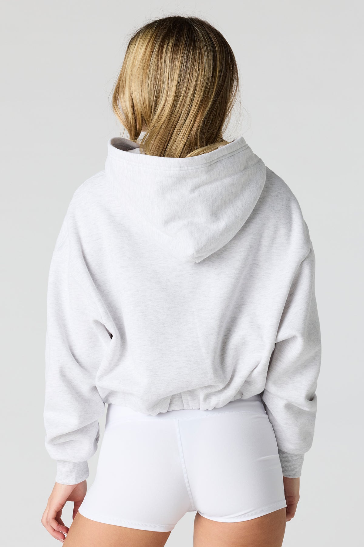 Alt View 2. Luxe Fleece Bubble Hem Hoodie - Light Grey