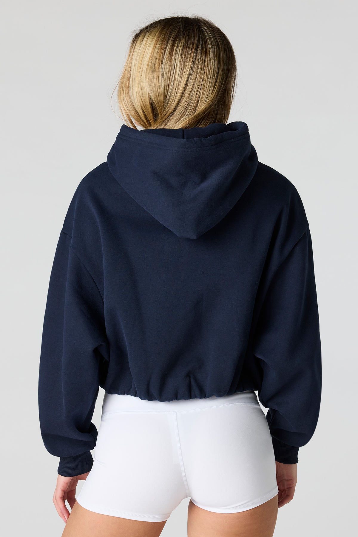 Alt View 2. Luxe Fleece Bubble Hem Hoodie - Dark Blue