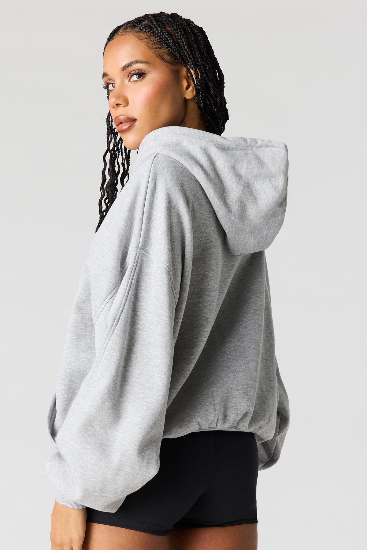 Alt View 2. Luxe Fleece Boxy Hoodie - Heather Grey