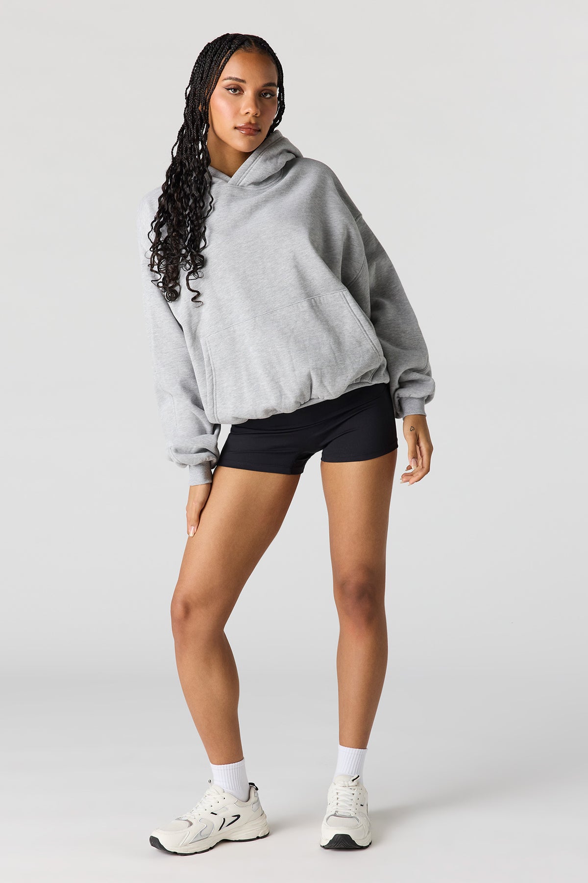 Alt View 3. Luxe Fleece Boxy Hoodie - Heather Grey