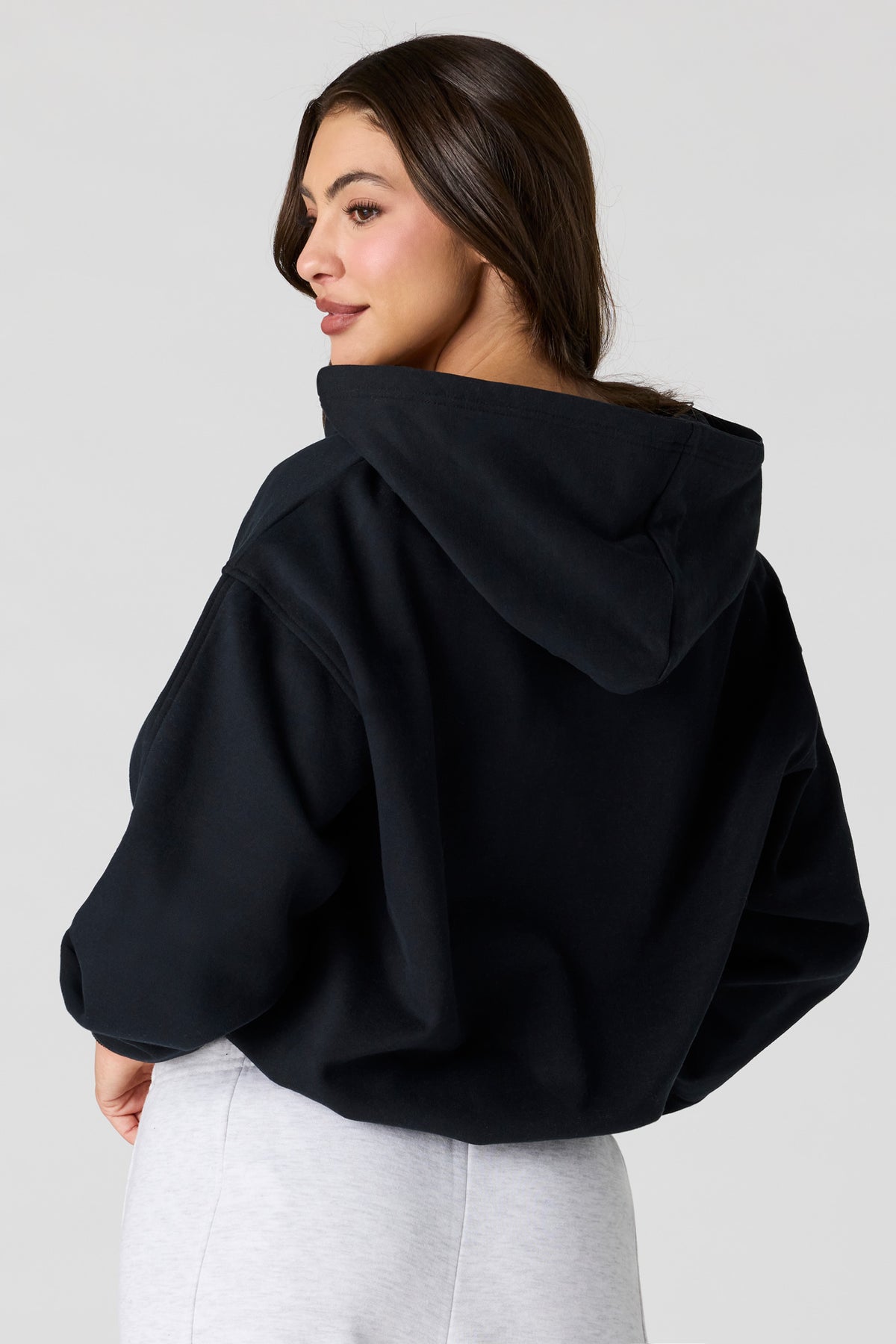 Alt View 2. Luxe Fleece Boyfriend Zip Hoodie - Black
