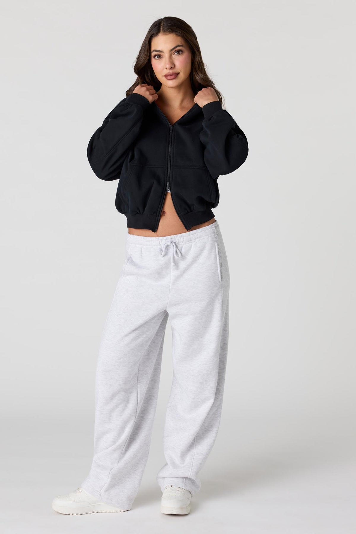 Alt View 3. Luxe Fleece Boyfriend Zip Hoodie - Black