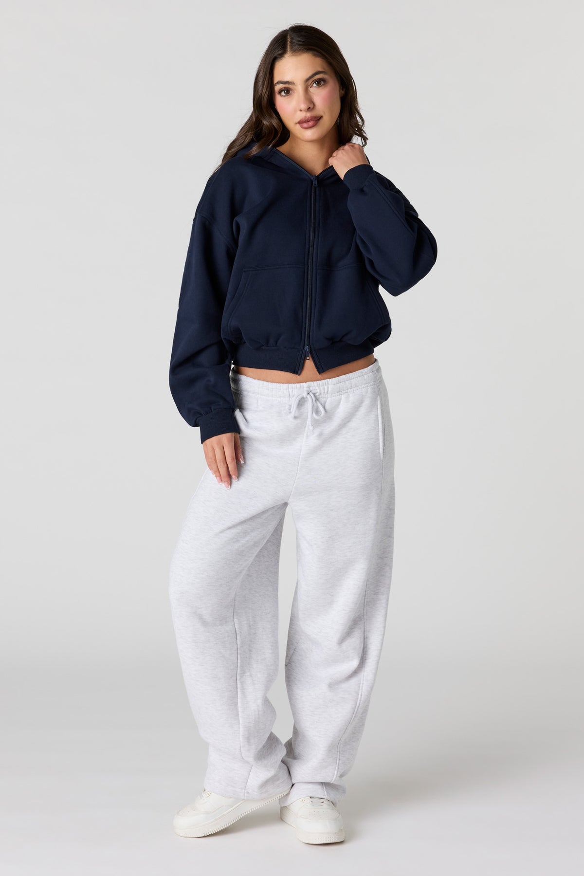 Alt View 3. Luxe Fleece Boyfriend Zip Hoodie - Dark Blue