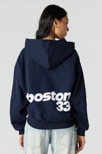 Luxe Fleece Graphic Boxy 2-Way Zip Hoodie