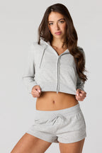 Luxe French Terry 2 Way Zip-Up Cropped Hoodie